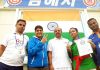 J&K’s Sanjeev Gupta, coach of Indian Kurash team that won two bronze medals in International Kurash Championship held at Busan, Korea being honoured for this achievement in presence of ace players.