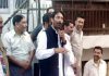 PCC chief GA Mir addressing public meeting at Gujjar Nagar in Jammu on Saturday.