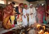 Simrandeep Singh, CEO of SMVD Shrine Board, other officers and staff participating in Purna Ahuti at the conclusion of Shat Chandi Maha Yagya.