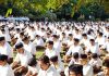 RSS activists during a programme held in connection with foundation day of Sangh at Jammu on Sunday.