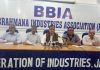 FoIJ chairman Lalit Mahajan addressing a press conference at Bari Brahmana on Thursday.