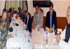 Governor Satya Pal Malik chairing security review meeting in Srinagar on Saturday.