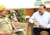 Union Minister Dr Jitendra Singh being briefed about the current status of BRO works in Kathua by Chief Engineer In-Charge Bridges & Tunnels Anil Kumar, at New Delhi on Tuesday.