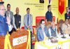 Governor S P Malik addressing a function organised by J&K Bank at SKICC on Wednesday.