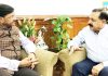 CMD of National Building Construction Corporation (NBCC) A.K. Mittal briefing Union Minister Dr Jitendra Singh about the construction of new Hostel and Residential blocks in SMVD University, Katra.