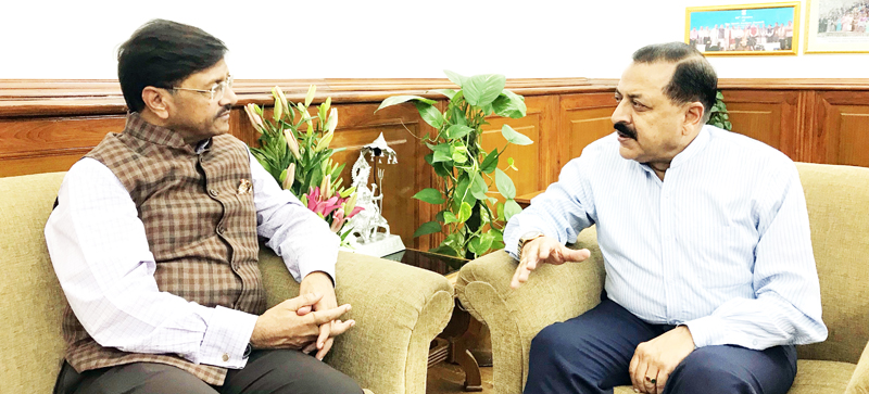 CMD of National Building Construction Corporation (NBCC) A.K. Mittal briefing Union Minister Dr Jitendra Singh about the construction of new Hostel and Residential blocks in SMVD University, Katra. CMD of National Building Construction Corporation (NBCC) A.K. Mittal briefing Union Minister Dr Jitendra Singh about the construction of new Hostel and Residential blocks in SMVD University, Katra.