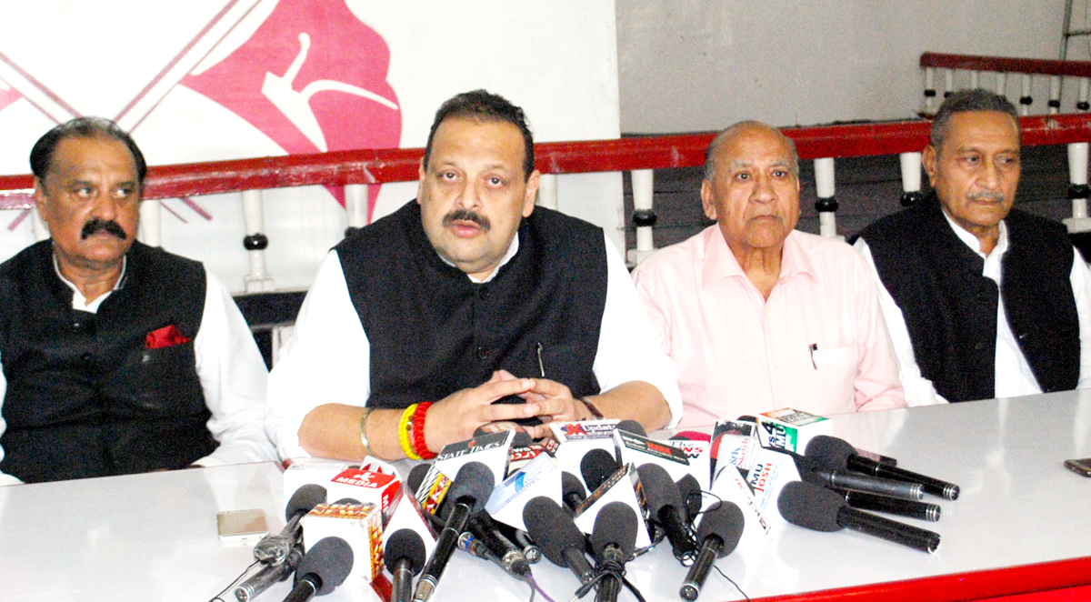 Provincial president NC Devender Singh Rana addressing press conference at Jammu on Friday. -Excelsior/ Rakesh Provincial president NC Devender Singh Rana addressing press conference at Jammu on Friday. -Excelsior/ Rakesh