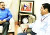 Advisor to J&K Governor B B Vyas calling on Union Minister Dr Jitendra Singh at New Delhi.