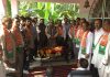 Speaker, Legislative Assembly, Dr Nirmal Singh posing with BJP workers during a public meeting at Billawar.