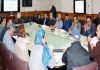 Chief Secretary BVR Subrahmanyam chairing a meeting at Srinagar on Monday.
