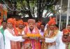 NC Provincial President Devender Singh Rana flagging off yatra from Kol Kandoli temple on Wednesday.