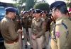 DGP Dilbag Singh interacting with police officers and jawans at Budgam on Tuesday.