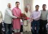BJP State spokesperson, Balbir Ram Rattan and other leaders presenting a bouquet to party’s national vice president, Dushyant Kumar Gautam at Jammu on Wednesday.