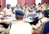 IGP Jammu Zone Dr SD Singh chairing a meeting at Jammu on Friday.