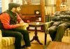 Tarun Uppal, president, Youth wing of Dogra Sadar Sabha, J&K, during a meeting with Dr Karan Singh, ex Member Parliament at New Delhi.
