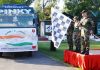 Sadbhavna tour to Jaipur-Ajmer being flagged off from Potha in Poonch by an Army officer.