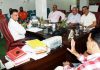 Rakesh Wazir chairing the meeting of All India Devotional Song Competition Committee at Katra on Monday.