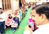 NPP leader Harsh Dev Singh addressing public meeting in Ward 29 of Jammu on Tuesday.