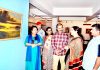 First Lady of JU Campus, Prof. Sanjana Koul along with others at a solo painting exhibition in Jammu on Friday.