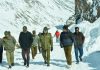 LAHDC Kargil Chairman Feroz Khan reviewing snow clearance operations on Kargil-Srinagar road on Tuesday.