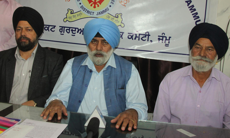 DGPC, president Jagjit Singh and general secretary Fateh Singh addressing press conference in Jammu on Monday. — Excelsior/ Rakesh DGPC, president Jagjit Singh and general secretary Fateh Singh addressing press conference in Jammu on Monday. — Excelsior/ Rakesh