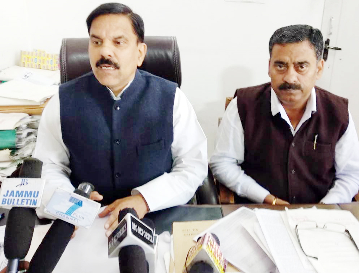 NPP chairman, Harsh Dev Singh addressing press conference in Jammu on Friday. NPP chairman, Harsh Dev Singh addressing press conference in Jammu on Friday.