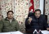 Divisional Commissioner Kashmir Baseer Khan along with Power Commissioner addressing press conference in Srinagar. -Excelsior/Shakeel