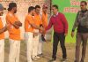 Former Ranji player Vidhya Bhaskar interacting with players at Parade ground Jammu on Wednesday. Rajesh Gill, Organizing Secretary is also seen in the picture.