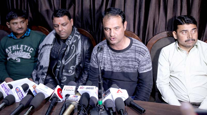 Dinesh Manhas, a social activist of Marh Constituency, addressing a press conference at Jammu on Tuesday. -Excelsior/Rakesh Dinesh Manhas, a social activist of Marh Constituency, addressing a press conference at Jammu on Tuesday. -Excelsior/Rakesh