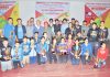 Winners of Jammu District Table Tennis Championship and dignitaries posing for group photograph.