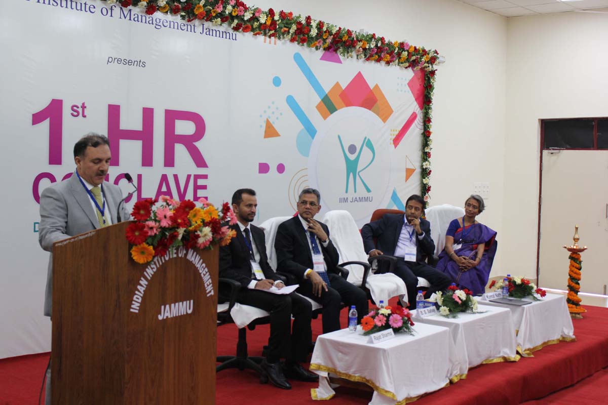 J&K Bank Chairman delivering inaugural address at HR Conclave by IIM Jammu on Friday. J&K Bank Chairman delivering inaugural address at HR Conclave by IIM Jammu on Friday.