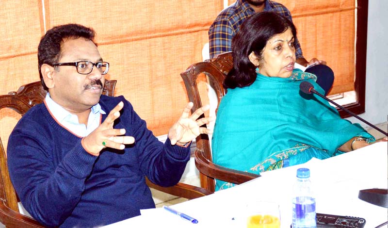 Union Tourism Secretary Rashmi Verma chairing a meeting in Jammu on Monday. Union Tourism Secretary Rashmi Verma chairing a meeting in Jammu on Monday.