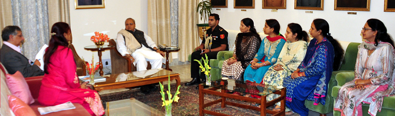 Governor meeting delegation of Anganwadi workers and helpers on Thursday. Governor meeting delegation of Anganwadi workers and helpers on Thursday.