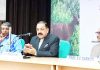 Union Minister Dr Jitendra Singh, flanked by Vice Chancellor Prof M Jagadesh Chander, addressing an interactive programme of students at Jawaharlal Nehru University (JNU), New Delhi on Friday.