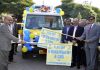 Advisor to Governor K Vijay Kumar and Chief Secretary BVR Subrahmanyam flagging-off Mobile Medical Van in Jammu on Thursday. Rajesh Sharma, Territory Manager BPCL J&K is also seen in the picture.