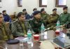 IGP Traffic J&K Alok Kumar chairing a meeting in Srinagar.