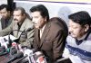 CEC, LAHDC Kargil, Feroz Ahmed Khan addressing press conference in Jammu on Friday. -Excelsior/Rakesh
