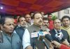 NC Provincial President Devender Singh Rana interacting with media persons on Thursday.