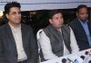 Dr Dushyant Choudhary, Medical Director, Maxx Lyfe Hospital along with Dr Rajiv Thukral addressing a press conference at Jammu. —Excelsior/Rakesh