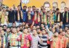 BJYM and BJP leaders during launch of ‘Yuva Jodo Abhiyan’ at Jammu on Sunday.