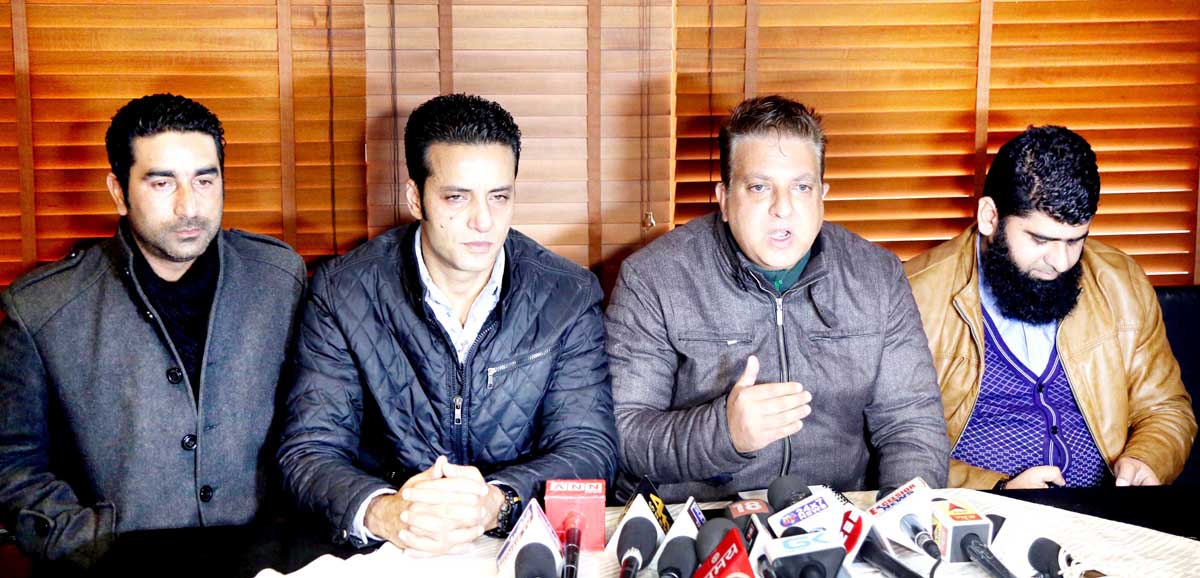 Industrialists Association Khunmoh office bearers addressing a press conference on Thursday. -Excelsior/Shakeel Industrialists Association Khunmoh office bearers addressing a press conference on Thursday. -Excelsior/Shakeel