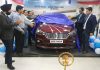 Rakesh Gupta, AGM, SBI, Hari Market along with management of Jammu Motors unveiling the new model of Ertiga at Jammu on Thursday.