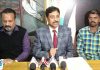 State unit president of All India Confederation of SC, ST, OBC Organisations RK Kalsotra addressing press conference in Jammu on Saturday. -Excelsior/ Rakesh
