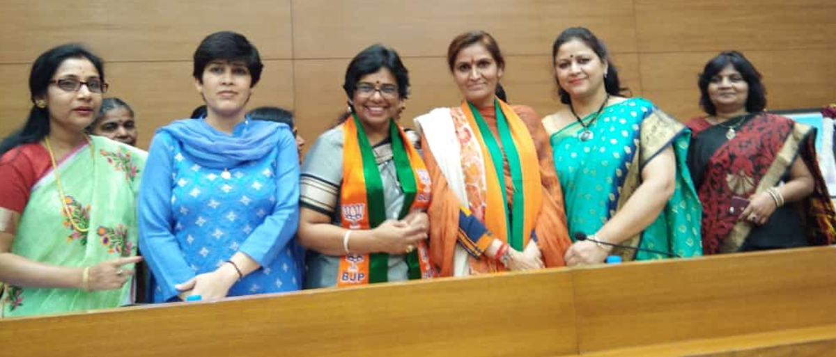 BJP national president Vijaya Rahatkar at party meeting on Friday. BJP national president Vijaya Rahatkar at party meeting on Friday.