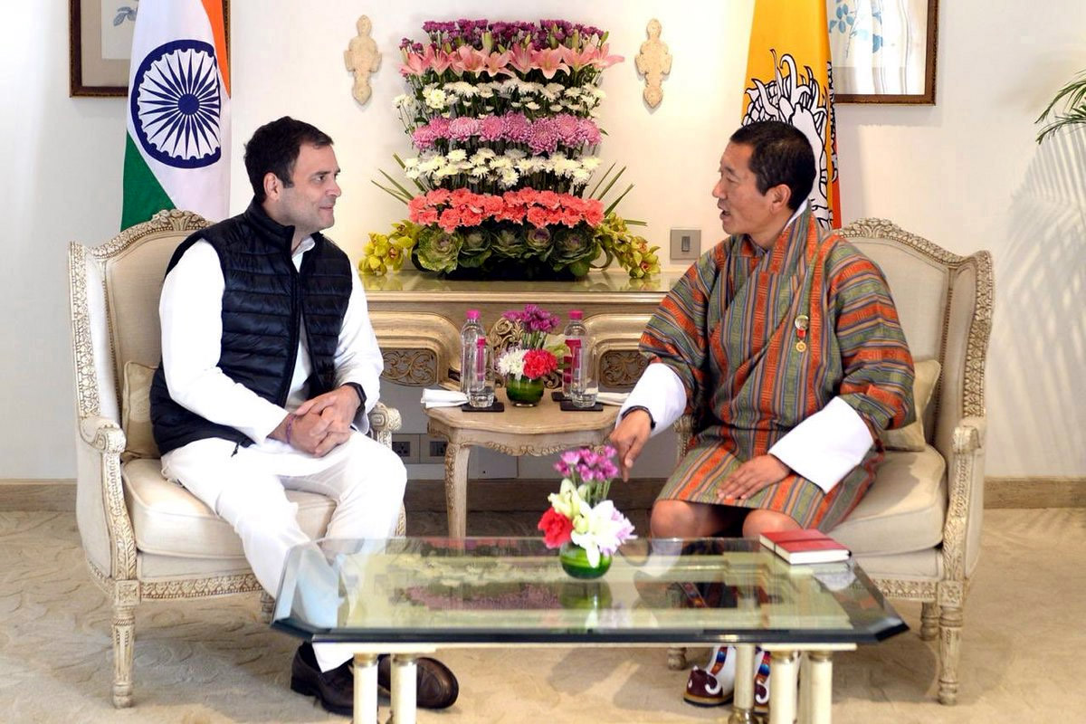 INC president Rahul Gandhi meets Bhutan PM Lotay Tshering in New Delhi INC president Rahul Gandhi meets Bhutan PM Lotay Tshering in New Delhi