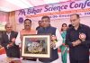Union Misiter of Law and Justice and IT and Ravi Shankar Prasad being presented memento during inauguration of 7th Bihar Science Conference, at College of Commerce in Patna on Tuesday. (UNI)