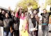 Contingent paid employees of Education Department staging a protest near Press Club, Jammu on Tuesday. -Excelsior/Rakesh