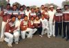 Odisha Ranji Trophy team posing for a group photograph after beating J&K in Jammu.