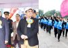 Governor Satya Pal Malik taking salute while inaugurating NSG U-17 football tournament on Monday.