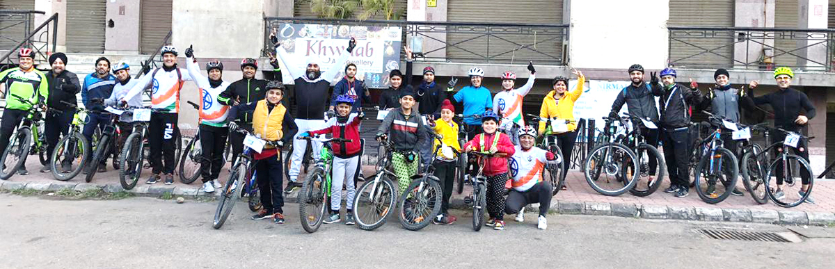 Participants during cycle rally at Jammu on Sunday. Participants during cycle rally at Jammu on Sunday.